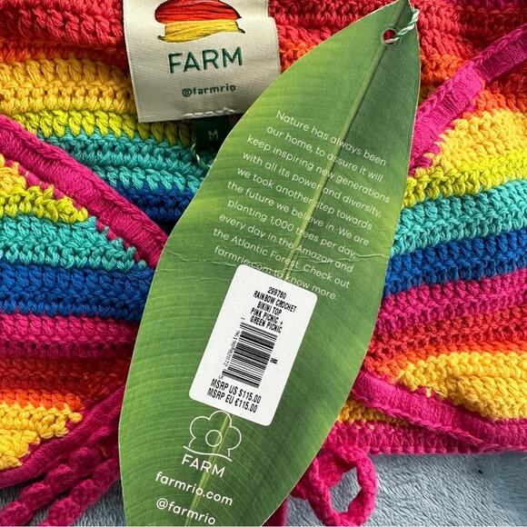 FARM RIO Rainbow Crotchet Ruffle Bikini Top - Picture 8 of 8